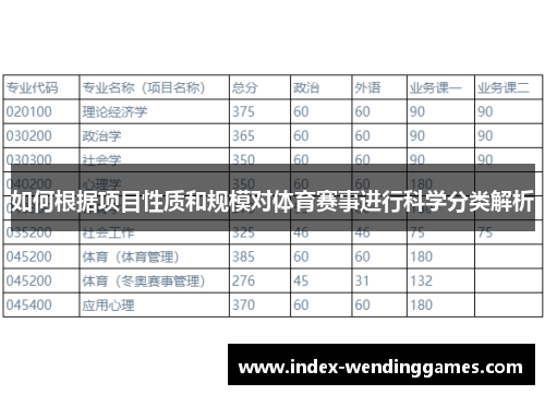 如何根据项目性质和规模对体育赛事进行科学分类解析