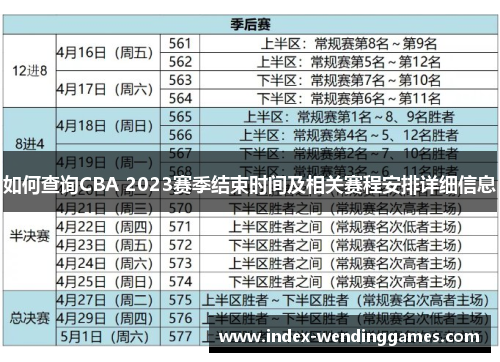 如何查询CBA 2023赛季结束时间及相关赛程安排详细信息