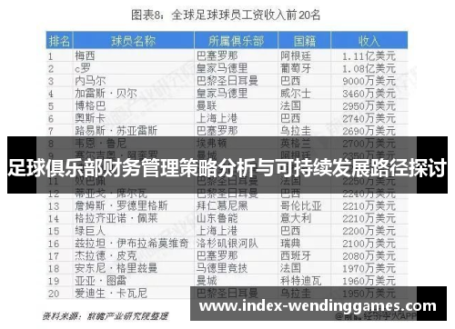 足球俱乐部财务管理策略分析与可持续发展路径探讨